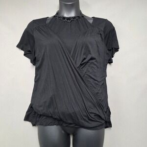 Alyx Woman Top Women's Beaded Halter Neck Faux Wrap Black 1X